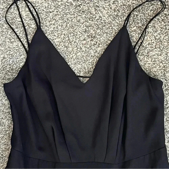 BY&BY BLACK JUMPSUIT SPLIT OPEN LEG SPAGHETTI STRAP SUMMER WIDE LEG NWT SIZE 9 - Picture 6 of 16